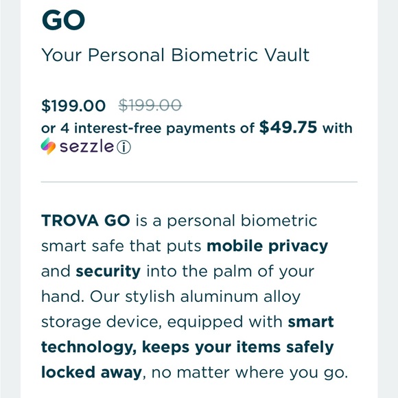 TROVA GO BIOMETRIC SAFE - Picture 2 of 3